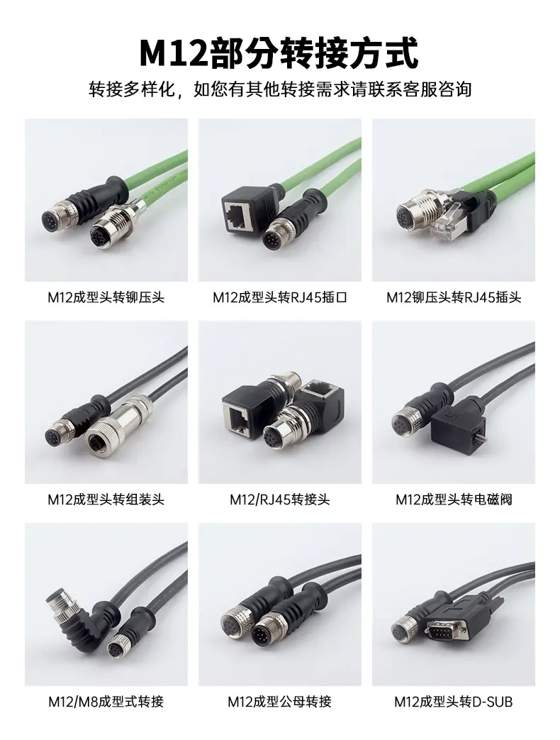 3针/4针/5针/6针/8针公母头面板式连接器圆形M8工业防水连接器航空插头插座
