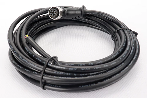 M12工业圆形防水连接电缆3-17Pin预铸成型防水线缆单双直弯公母头连接器线束