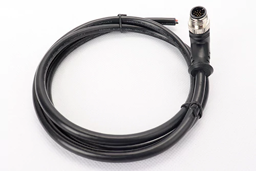 M12工业圆形防水连接电缆3-17Pin预铸成型防水线缆单双直弯公母头连接器线束