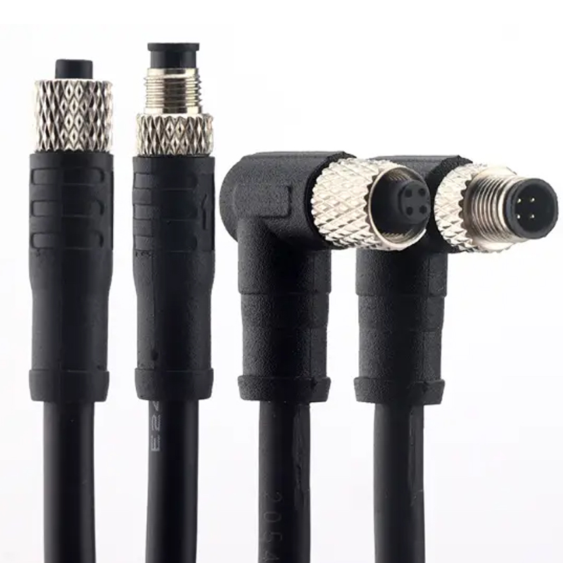 M5防水连接器圆形针孔3芯4芯pin公母弯直头航空插头M5连接器