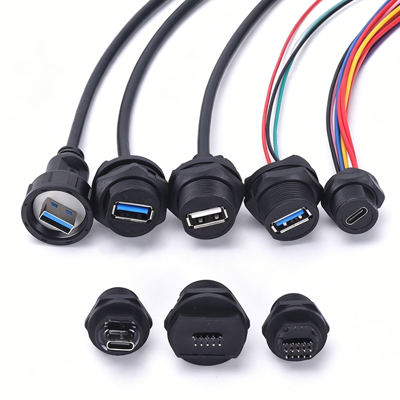 USB 2.0 3.0连接器转接头Type-C公母座插头面板安装usb防水连接器定制厂家